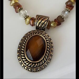 Avon Gold and Brown Beaded Necklace